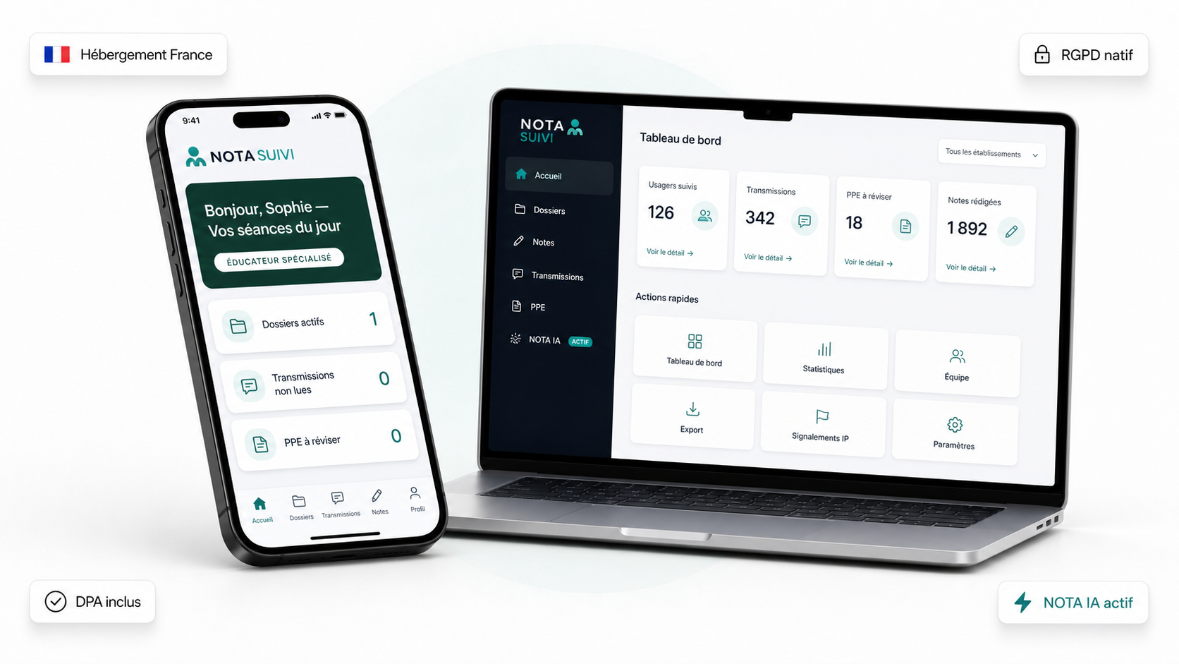 Interface mobile NotaSuivi